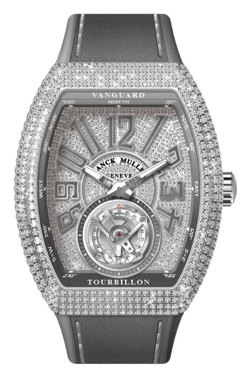 Buy Franck Muller Vanguard Tourbillon Stainless Steel White Diamonds Case and Dial - Grey Replica Watch for sale Cheap Price V 41 T D CD (TT) (AC) (DIAM TT AC)